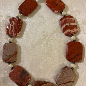 Artisan Red and Cream Stone Necklace